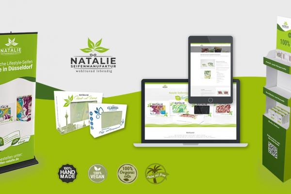 Natalie Seifen Logo, Website, Verpackung, Aufsteller, Icons